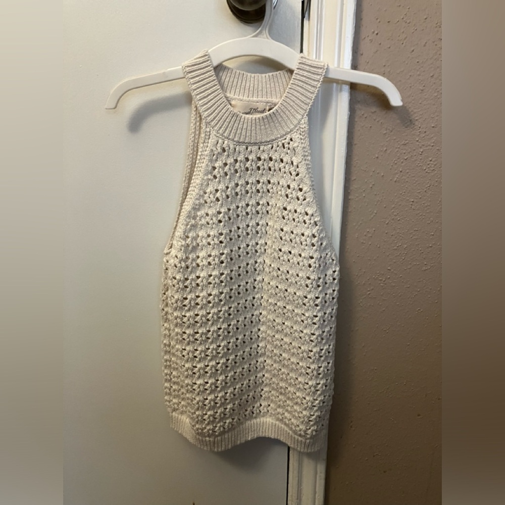 Universal Thread Cream Crochet Knit Swim Coverup Halter